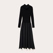 Robe longue effet 2-en-1 col bardot noir femme