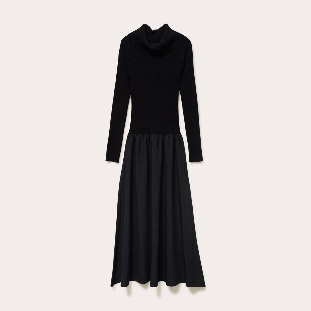 Robe longue effet 2-en-1 col bardot noir femme