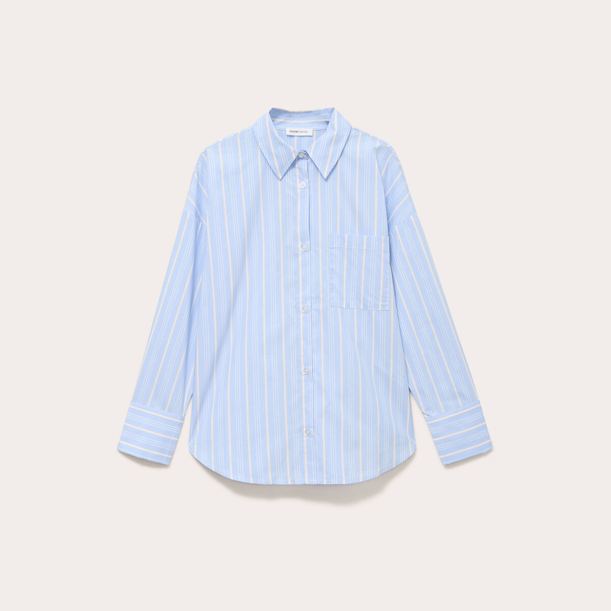 Chemise oversize col classique bleu ciel femme