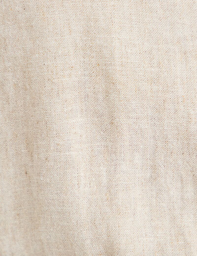 Robe &eacute;vas&eacute;e 3/4 col chemise ceinture beige femme