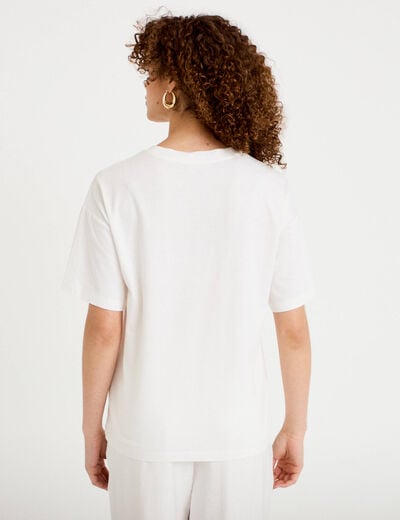 T-shirt oversize manches courtes ecru femme