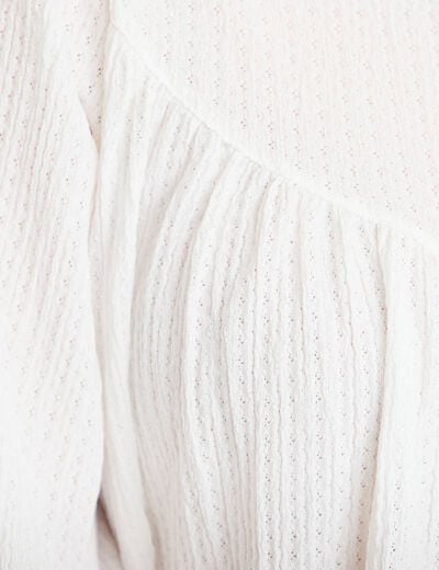 Blouse manches longues broderie ecru femme