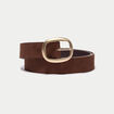 Ceinture large aspect daim marron fonc&eacute; femme