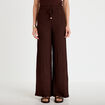 Pantalon large taille standard marron fonc&eacute; femme
