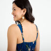 Robe longue &eacute;vas&eacute;e col coeur Bridgerton bleu fonc&eacute; femme