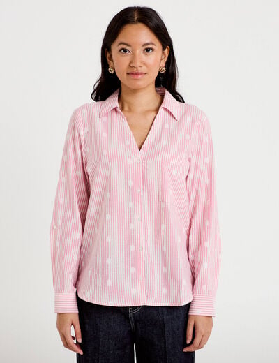 Chemise droite manches longues rouge femme