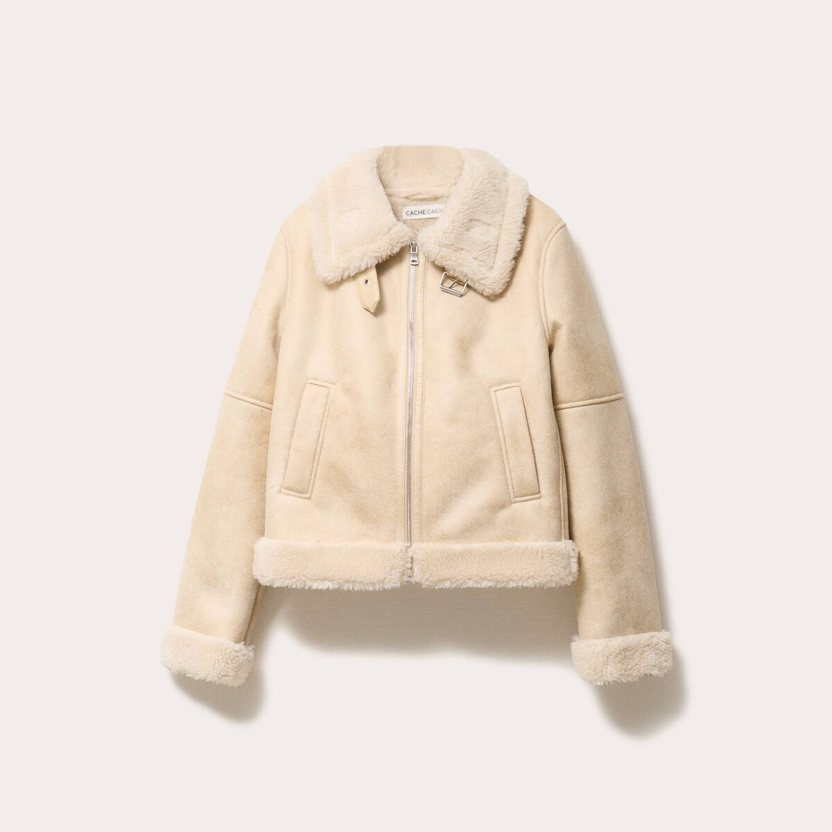 Blouson simili cuir sable femme