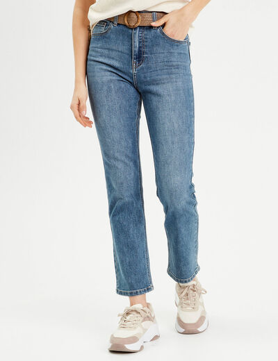 Jean bootcut cropped taille haute denim double stone femme