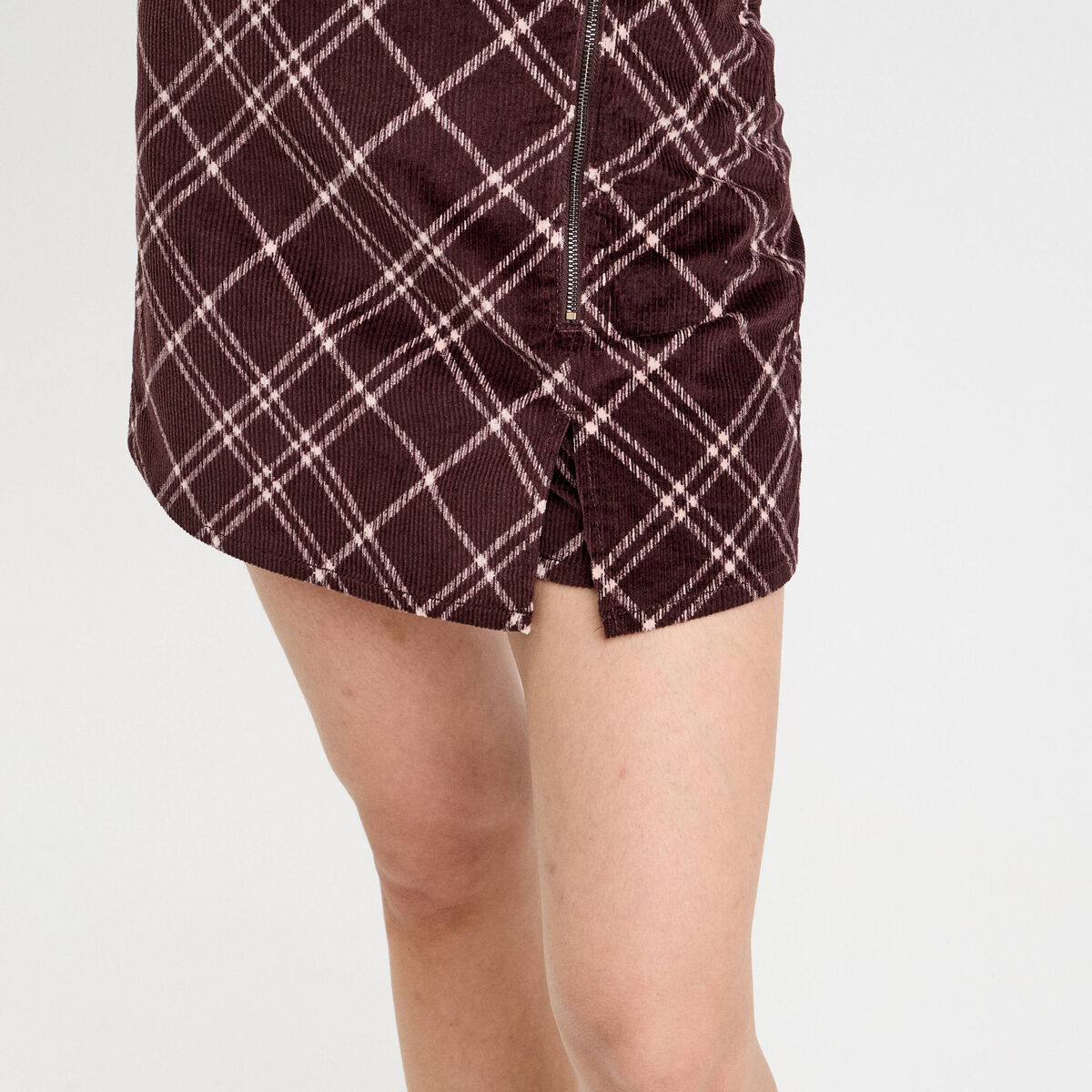 Jupe-short en velours marron chocolat femme