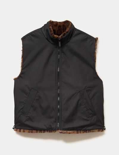Veste r&eacute;versible sans manches noir femme