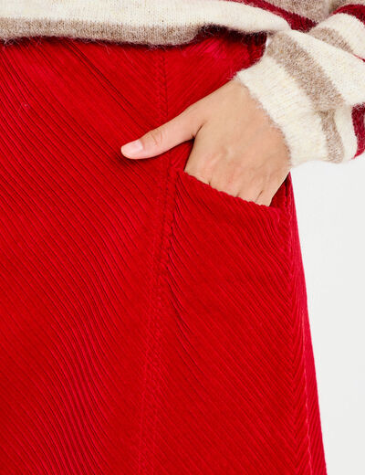 Jupe trap&egrave;ze en velours rouge femme