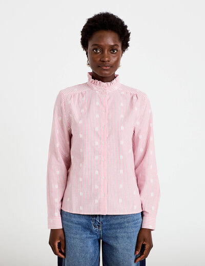 Chemise droite manches longues rouge clair femme