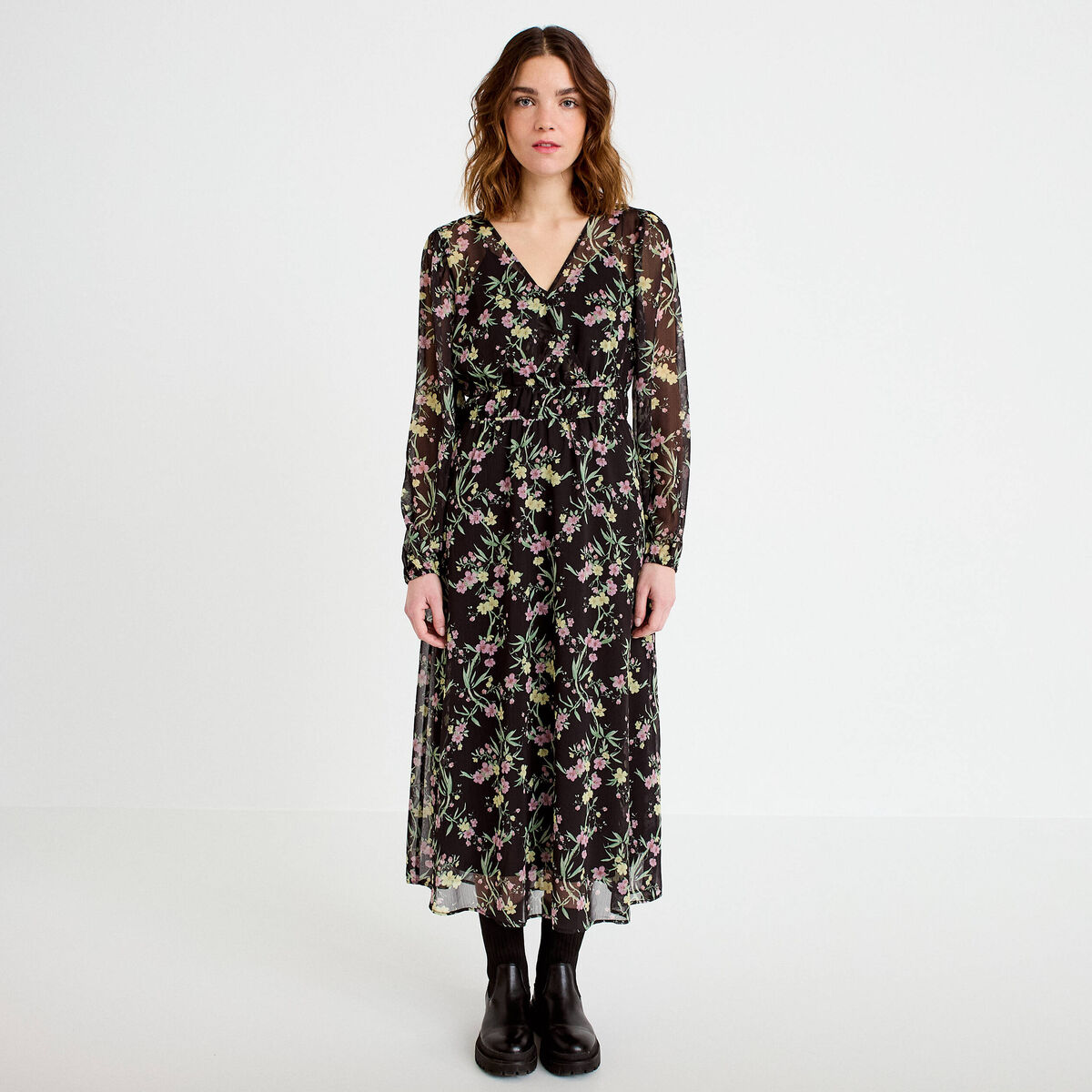 Robe &eacute;vas&eacute;e noir femme