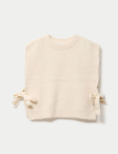 Pull sans manches ivoire femme