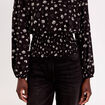 Blouse courte taille smock&eacute;e noir femme
