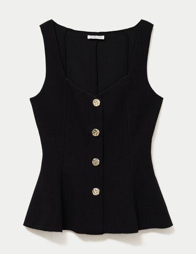 D&eacute;bardeur p&eacute;plum cintr&eacute; col coeur noir femme