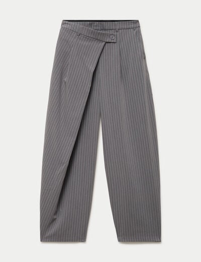 Pantalon bootcut taille basse gris femme