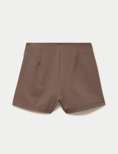 Jupe-short trap&egrave;ze courte taupe femme