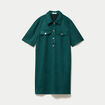 Robe droite 3/4 manches courtes daim vert fonc&eacute; femme