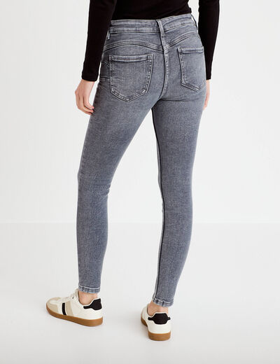 Jean skinny push-up taille standard denim gris clair femme