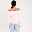 Pull ajust&eacute; col bardot manches longues rose clair femme