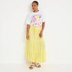Jupe longue pliss&eacute;e &eacute;vas&eacute;e jaune pastel femme