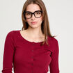 Gilet manches longues c&ocirc;tel&eacute; rouge fonc&eacute; femme