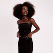 Bustier cropped fleurs en relief noir femme