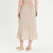 Jupe longue trap&egrave;ze volants beige femme