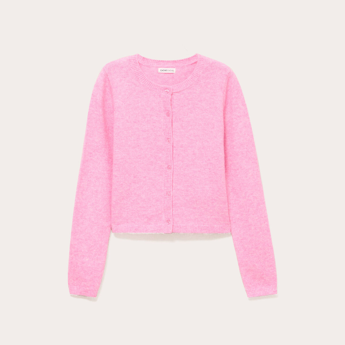 Gilet boutonn&eacute; manches longues rose femme