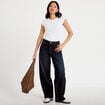 Jean barrel taille haute denim brut femme