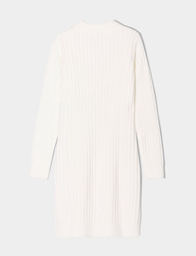 Robe pull &agrave; torsades ecru femme