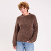 Pull oversize col rond manches longues marron clair femme