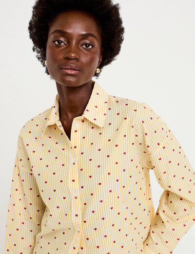 Chemise oversize manches longues jaune femme