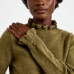 Pull ajust&eacute; col montant manches longues vert kaki femme
