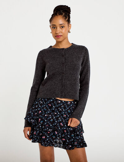 Jupe &agrave; volants noir femme