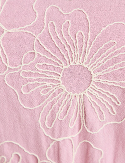 Robe droite 3/4 col v fines bretelles rose clair femme