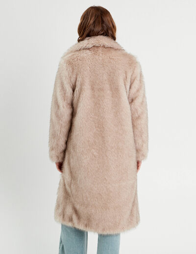 Manteau fausse fourrure sable femme