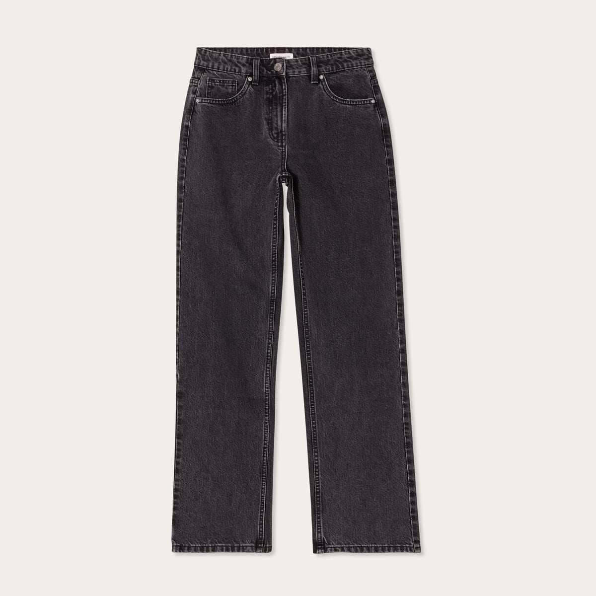 Jeans droit 5 poches denim noir femme