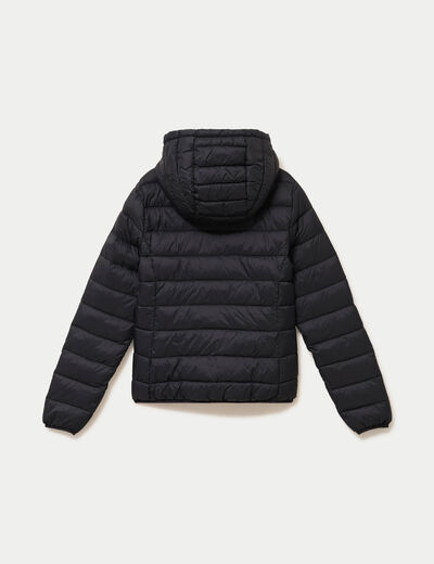 Doudoune cintr&eacute;e &agrave; capuche noir femme