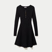 Robe pull patineuse manches longues noir femme