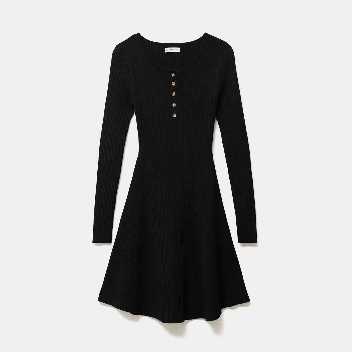Robe pull patineuse manches longues noir femme