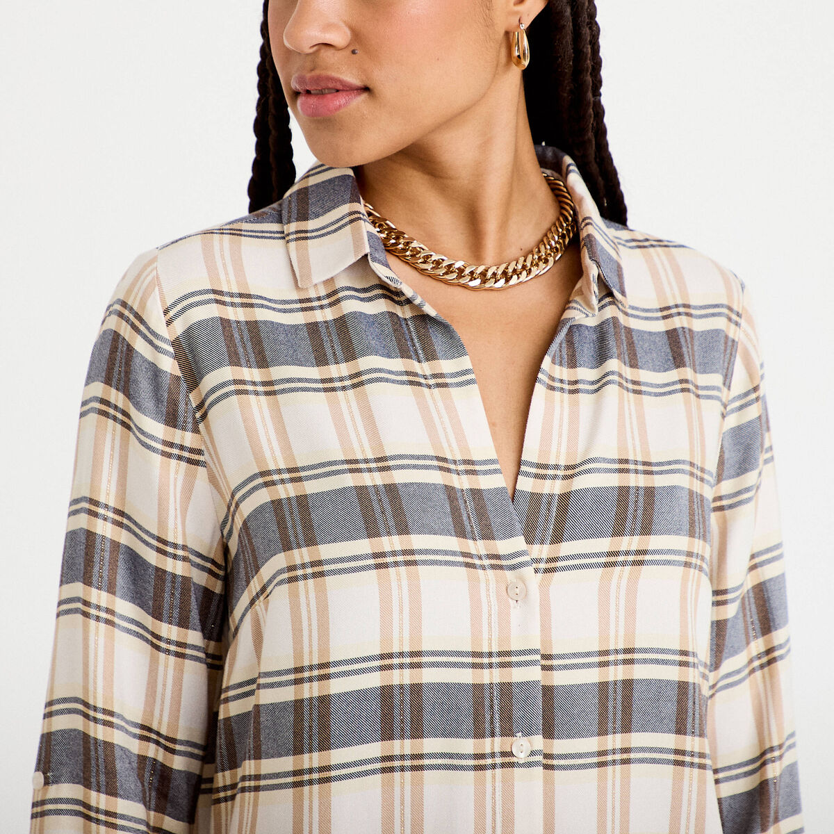 Chemise manches longues bleu femme