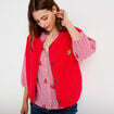 Veste sans manches fausse fourrure rouge femme