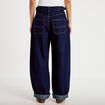 Jean barrel long en coton denim brut femme