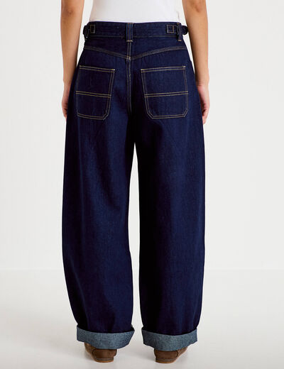 Jean barrel long en coton denim brut femme