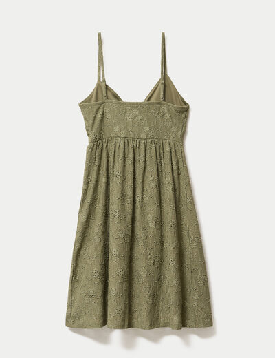 Robe &eacute;vas&eacute;e bretelles fines vert kaki femme