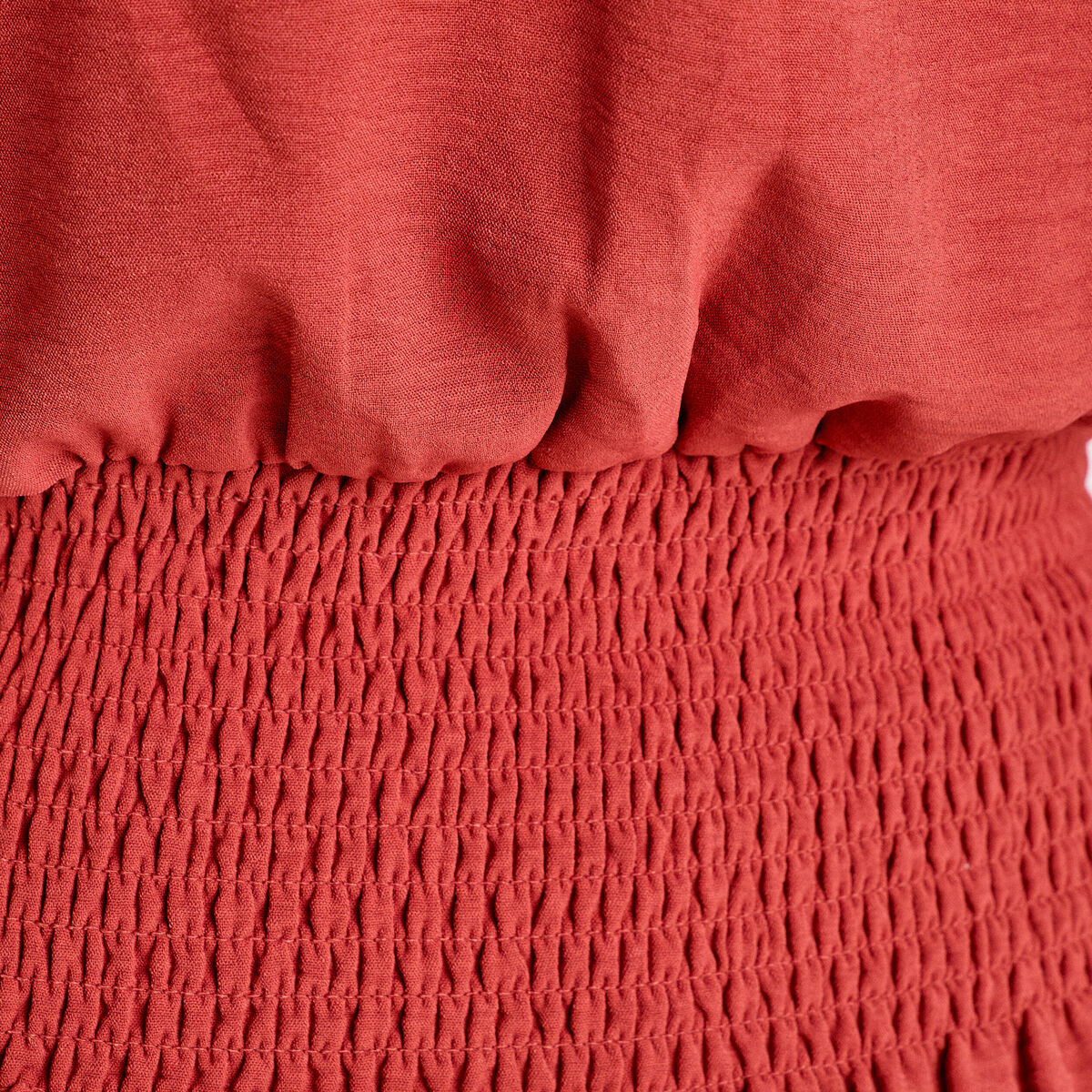 Blouse smock&eacute;e manches courtes vieux rose femme