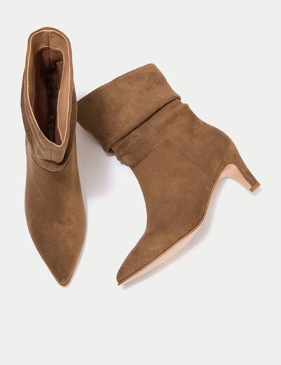 Bottines aspect daim camel femme