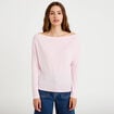 T-shirt col bateau manches longues rose clair femme